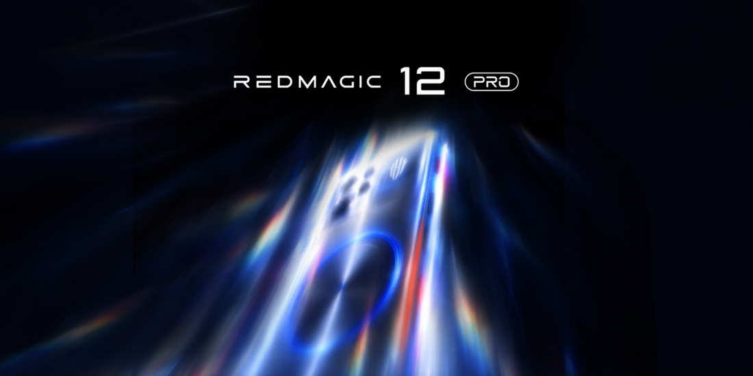 A futuristic glowing teaser image for the upcoming REDMAGIC 12 Pro gaming smartphone.