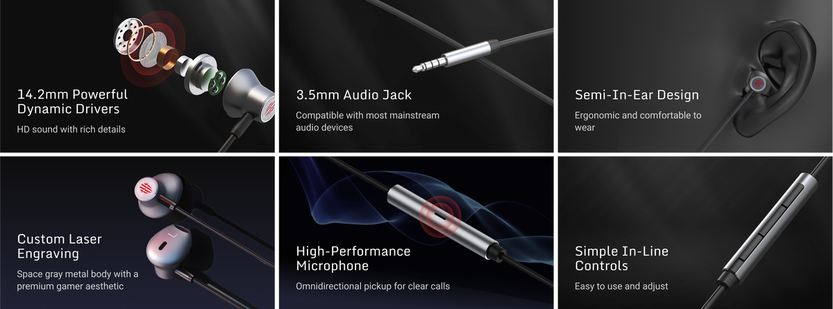 REDMAGIC Magic Sound Gaming Earphones | 3.5mm Wired Headphones for High ...